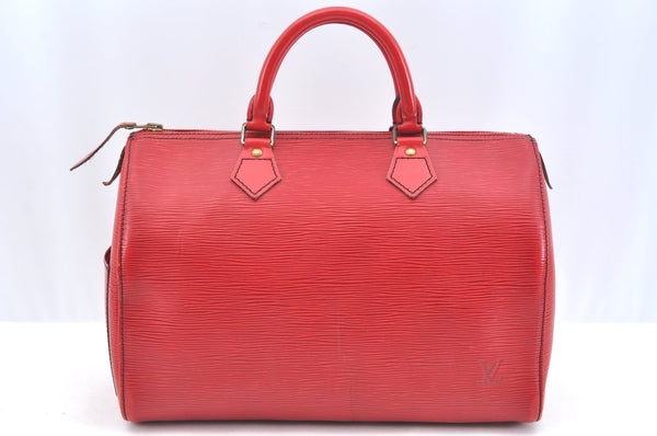 Authentic Louis Vuitton Epi Speedy 30 Hand Boston Bag Red M43007 LV 8344G