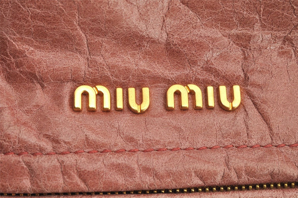 Authentic MIU MIU Vintage Leather 2Way Shoulder Hand Tote Bag Pink 8344I