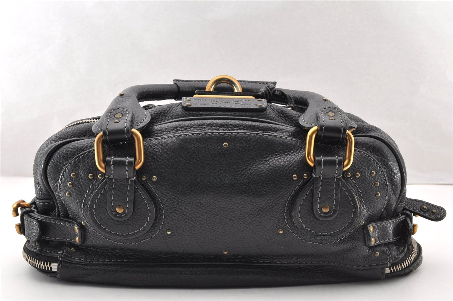 Authentic Chloe Vintage Paddington Leather Shoulder Hand Bag Black 8345I