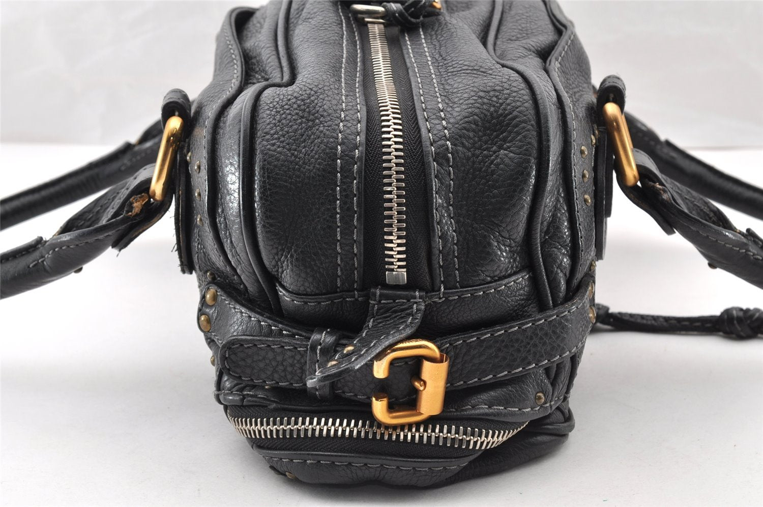 Authentic Chloe Vintage Paddington Leather Shoulder Hand Bag Black 8345I