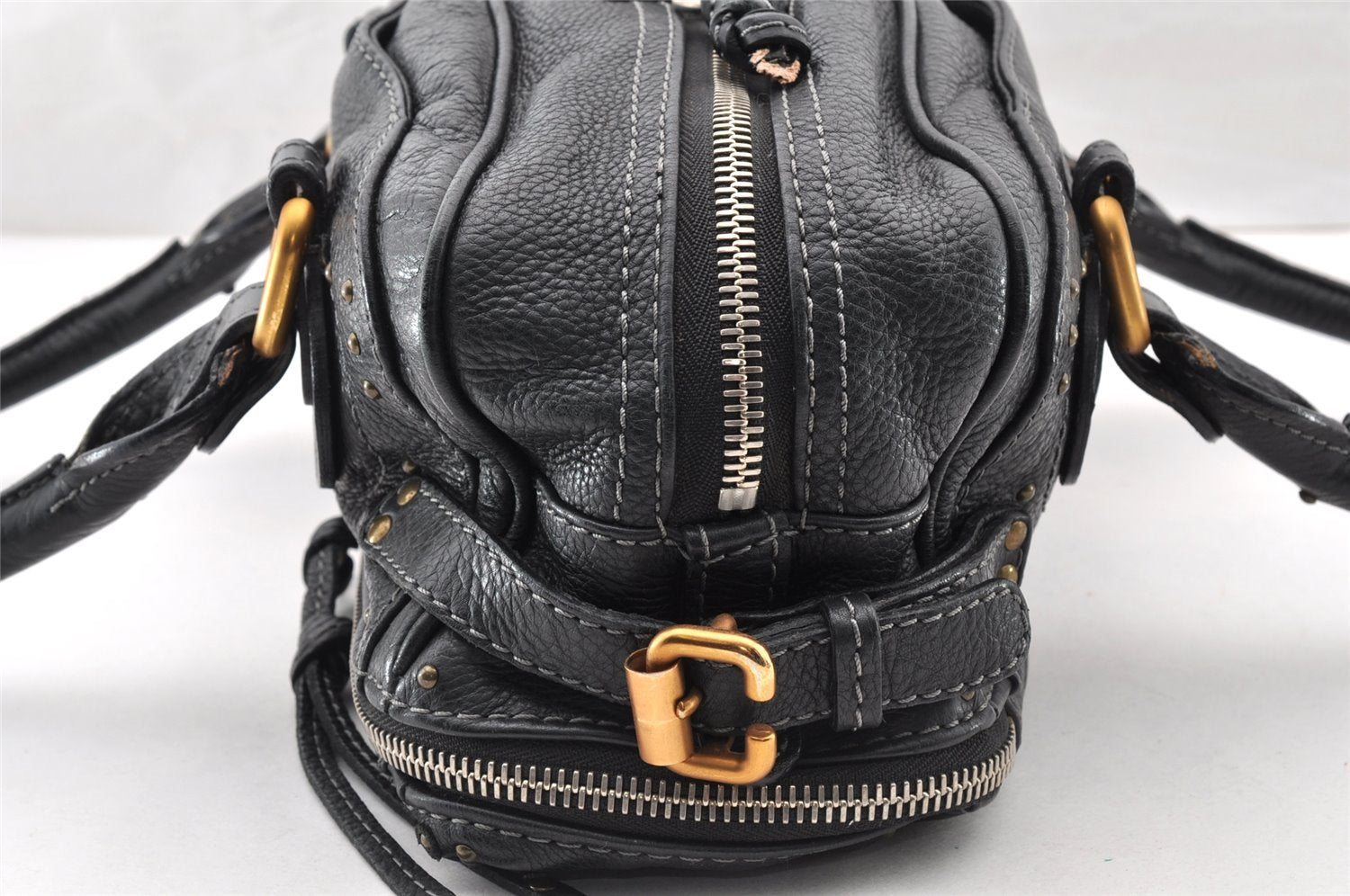 Authentic Chloe Vintage Paddington Leather Shoulder Hand Bag Black 8345I