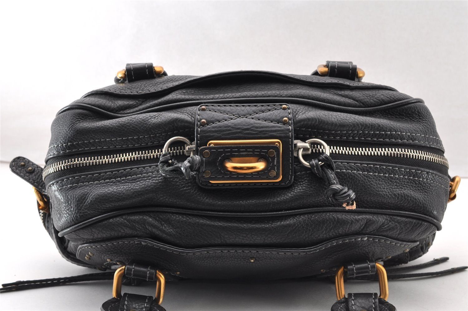 Authentic Chloe Vintage Paddington Leather Shoulder Hand Bag Black 8345I