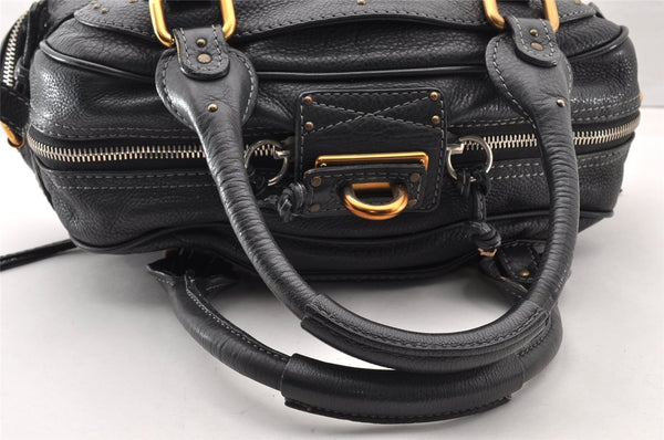 Authentic Chloe Vintage Paddington Leather Shoulder Hand Bag Black 8345I