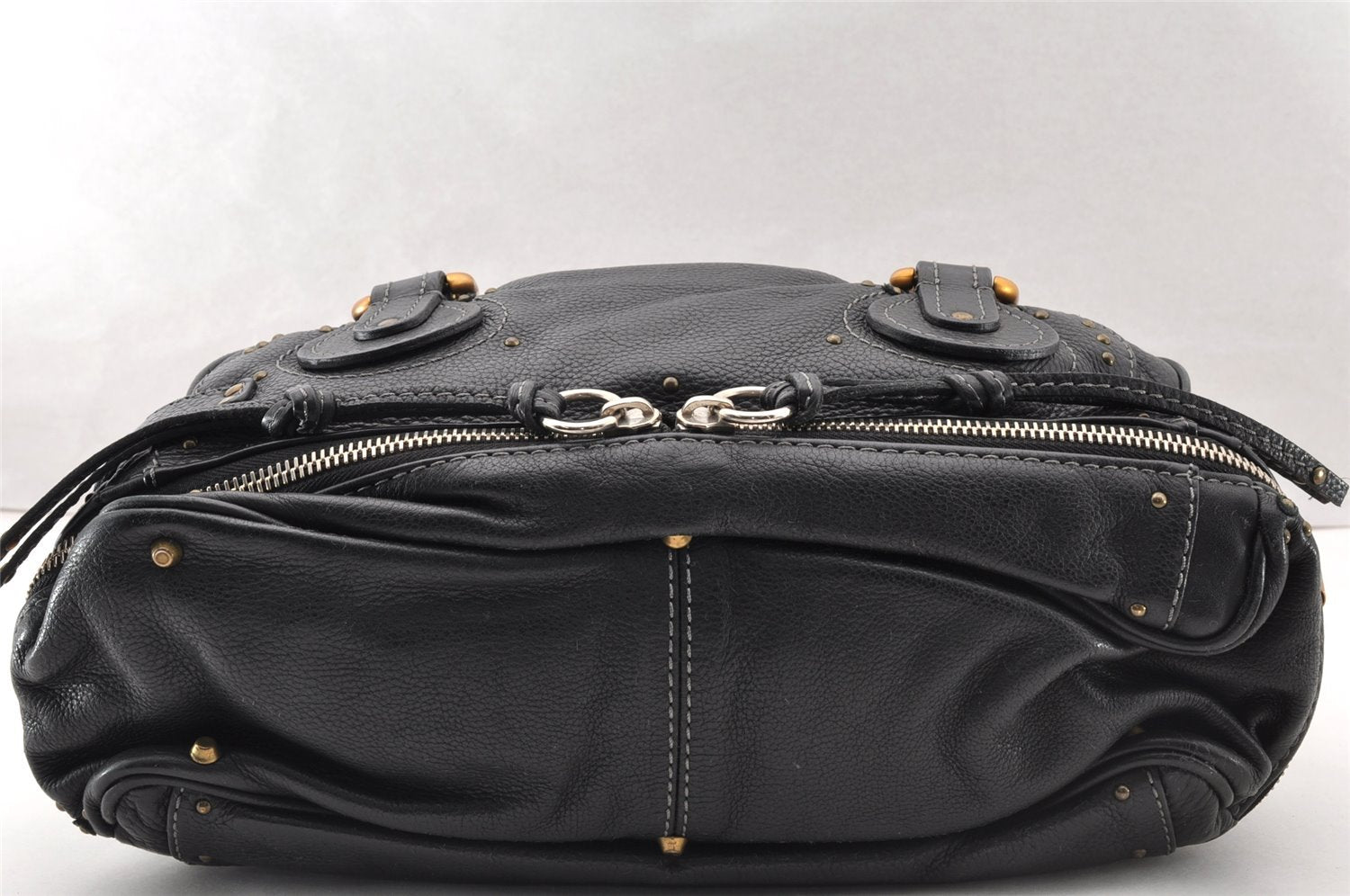 Authentic Chloe Vintage Paddington Leather Shoulder Hand Bag Black 8345I