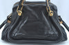 Authentic Chloe Paraty Medium 2Way Shoulder Hand Bag Purse Leather Black 8346I