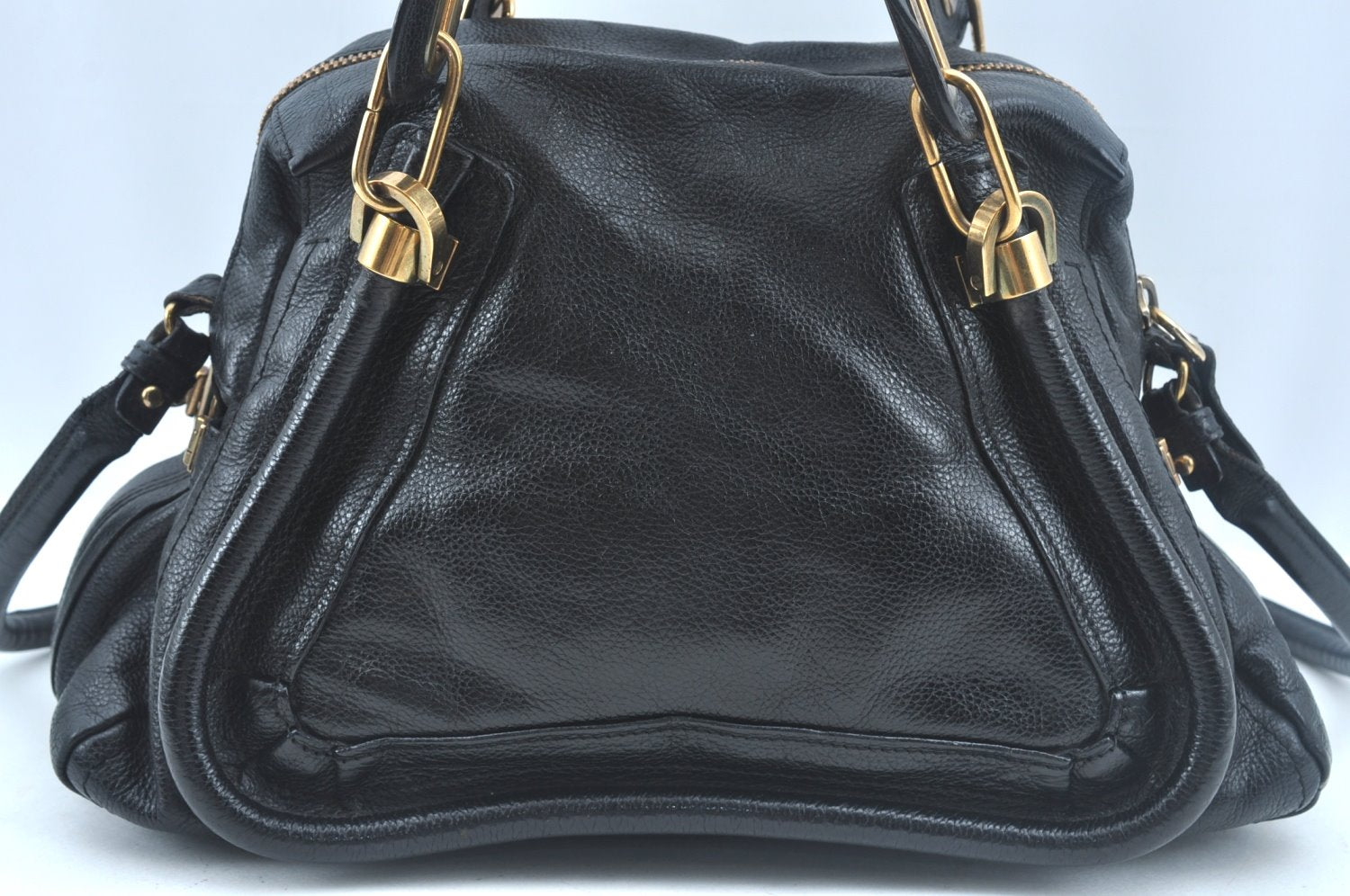 Authentic Chloe Paraty Medium 2Way Shoulder Hand Bag Purse Leather Black 8346I