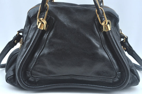 Authentic Chloe Paraty Medium 2Way Shoulder Hand Bag Purse Leather Black 8346I