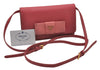 Auth PRADA SAFFIANO LUX Ribbon Leather Shoulder Long Wallet BT1009 Pink 8347I