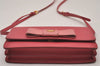 Auth PRADA SAFFIANO LUX Ribbon Leather Shoulder Long Wallet BT1009 Pink 8347I