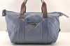 Authentic PRADA Vintage Nylon Tessuto Leather Tote Hand Bag Blue 8348I