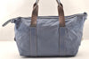 Authentic PRADA Vintage Nylon Tessuto Leather Tote Hand Bag Blue 8348I