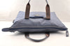 Authentic PRADA Vintage Nylon Tessuto Leather Tote Hand Bag Blue 8348I