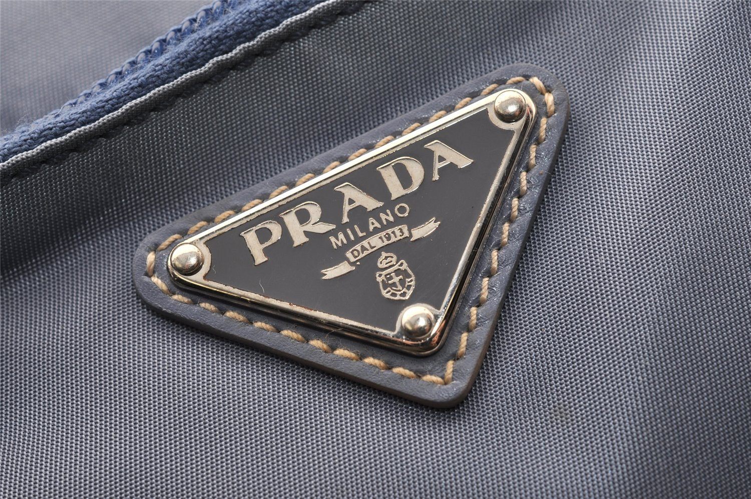 Authentic PRADA Vintage Nylon Tessuto Leather Tote Hand Bag Blue 8348I