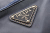 Authentic PRADA Vintage Nylon Tessuto Leather Tote Hand Bag Blue 8348I