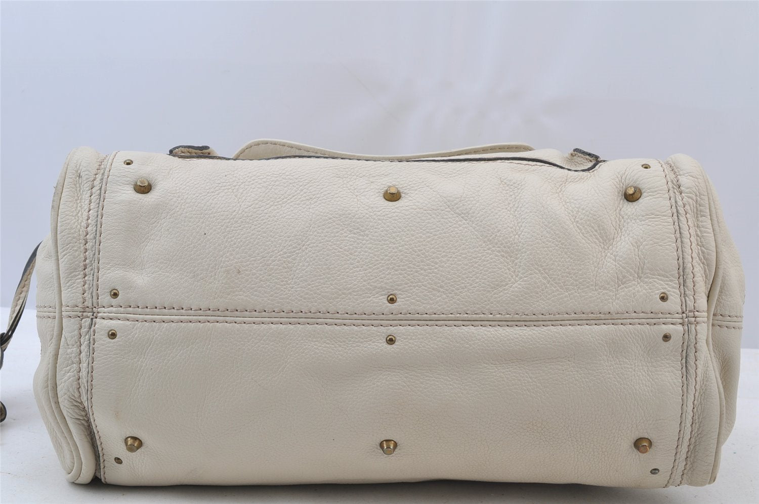 Authentic Chloe Vintage Paddington Leather Shoulder Hand Bag White 8349I