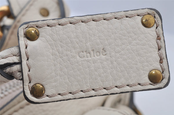 Authentic Chloe Vintage Paddington Leather Shoulder Hand Bag White 8349I