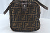 Authentic FENDI Zucca Hand Boston Bag Canvas Leather Brown 8349J