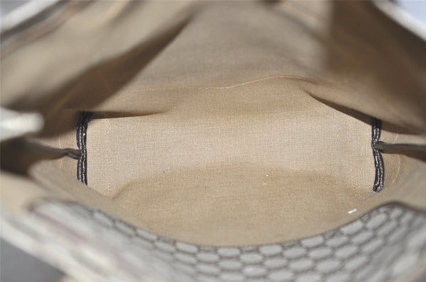 Authentic GUCCI Vintage Shoulder Tote Bag GG PVC Leather Brown 8350J