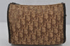 Authentic Christian Dior Trotter Clutch Bag Purse Canvas Leather Brown 8352J