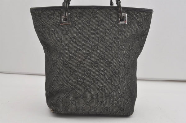 Authentic GUCCI Shoulder Hand Tote Bag GG Canvas Leather 31244 Black 8354I