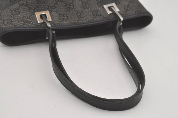Authentic GUCCI Shoulder Hand Tote Bag GG Canvas Leather 31244 Black 8354I