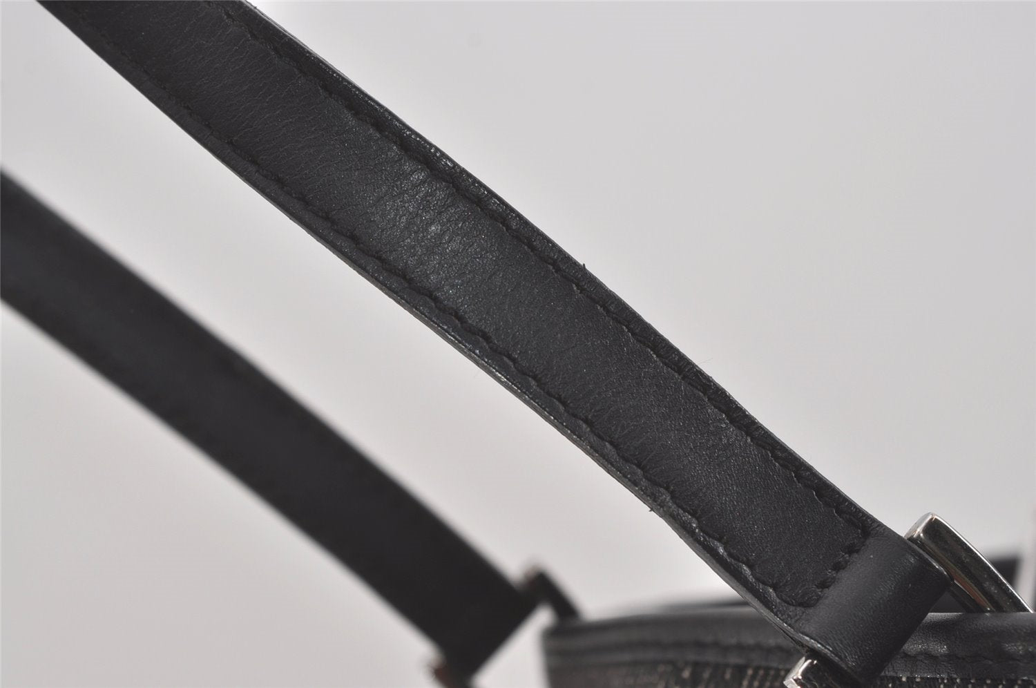 Authentic GUCCI Shoulder Hand Tote Bag GG Canvas Leather 31244 Black 8354I