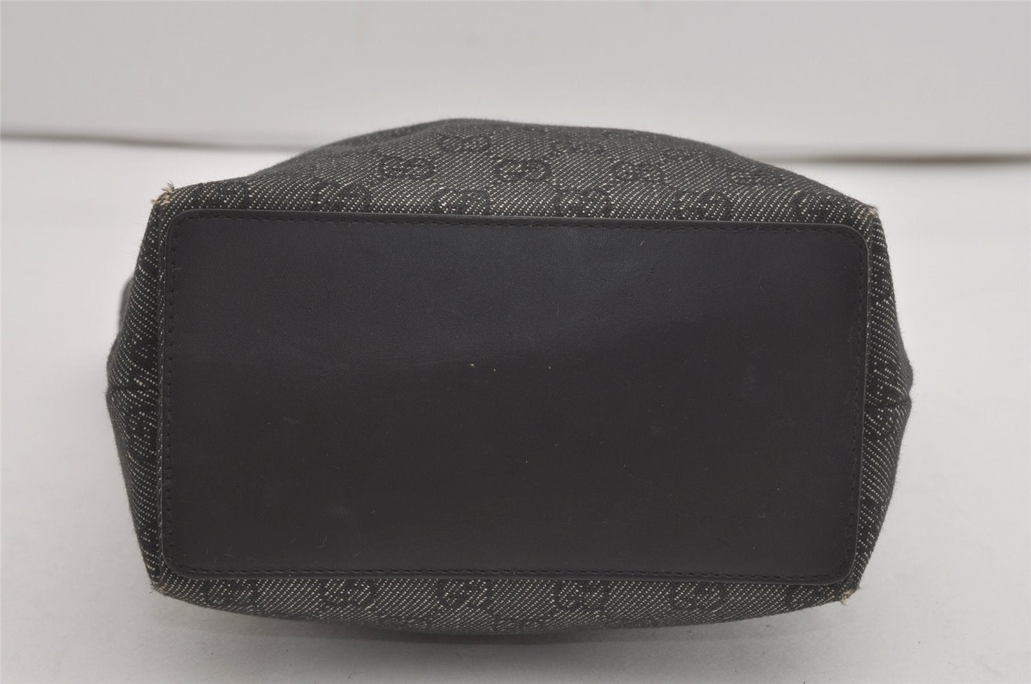 Authentic GUCCI Shoulder Hand Tote Bag GG Canvas Leather 31244 Black 8354I