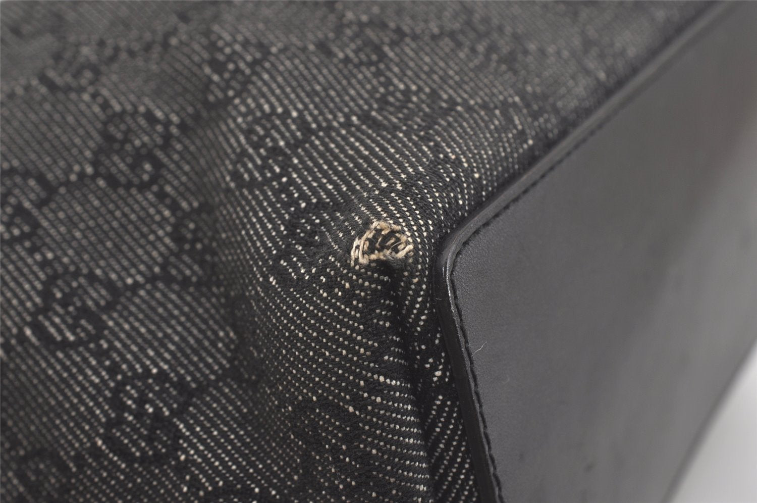 Authentic GUCCI Shoulder Hand Tote Bag GG Canvas Leather 31244 Black 8354I