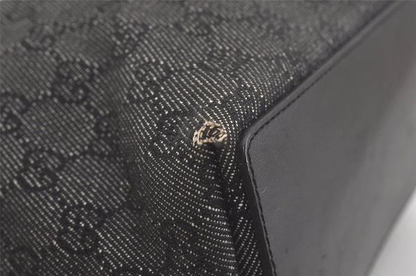 Authentic GUCCI Shoulder Hand Tote Bag GG Canvas Leather 31244 Black 8354I