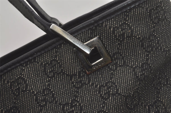 Authentic GUCCI Shoulder Hand Tote Bag GG Canvas Leather 31244 Black 8354I