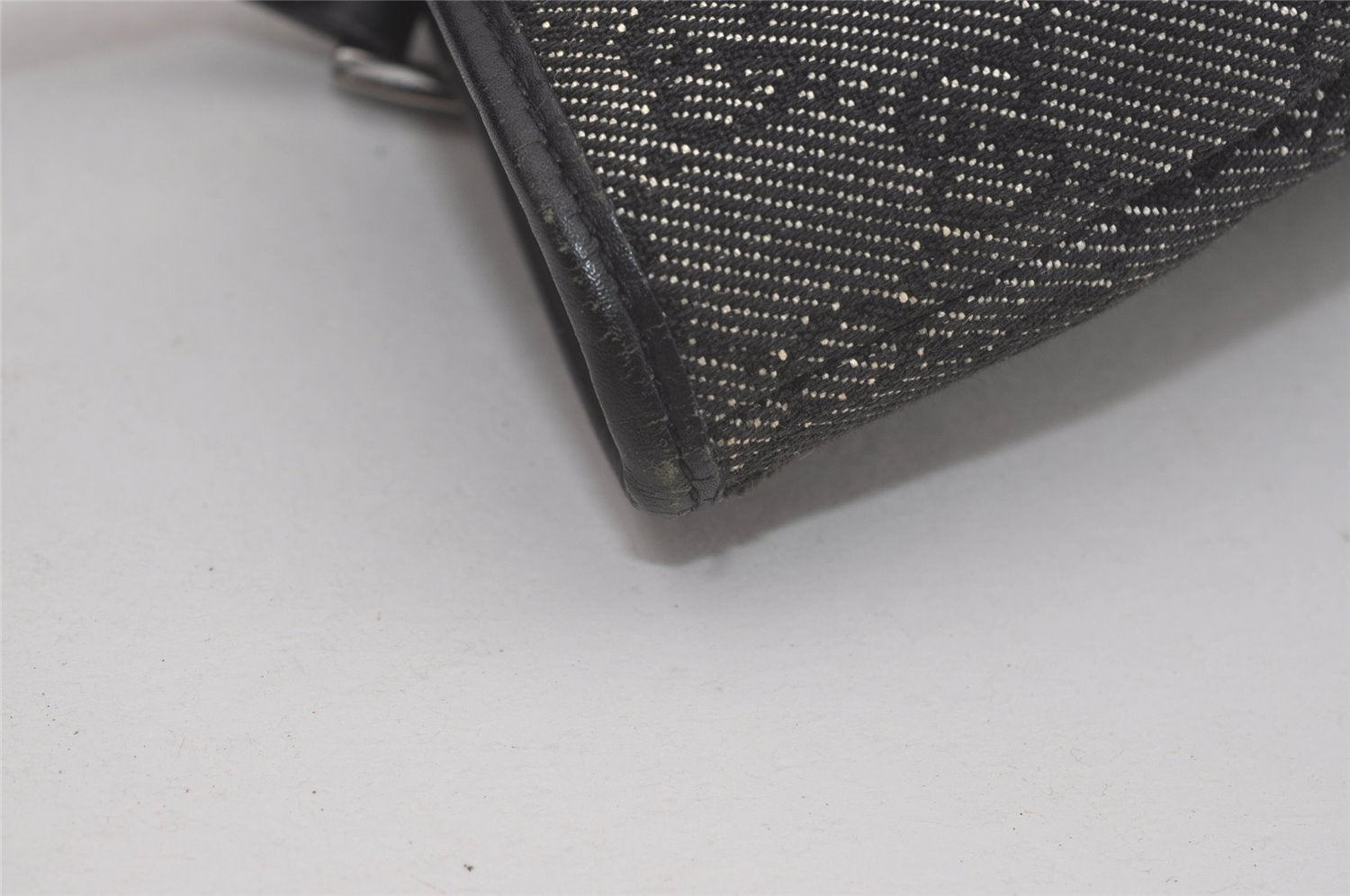 Authentic GUCCI Shoulder Hand Tote Bag GG Canvas Leather 31244 Black 8354I