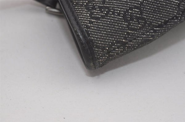 Authentic GUCCI Shoulder Hand Tote Bag GG Canvas Leather 31244 Black 8354I