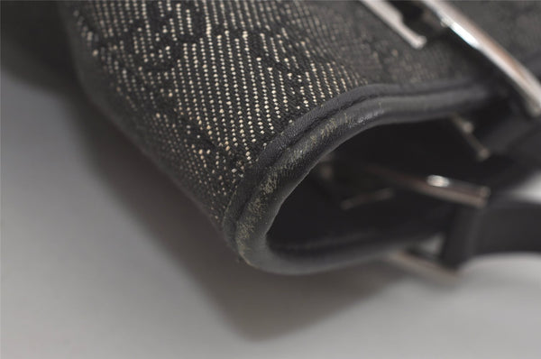 Authentic GUCCI Shoulder Hand Tote Bag GG Canvas Leather 31244 Black 8354I