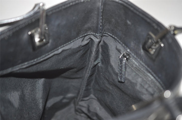 Authentic GUCCI Shoulder Hand Tote Bag GG Canvas Leather 31244 Black 8354I