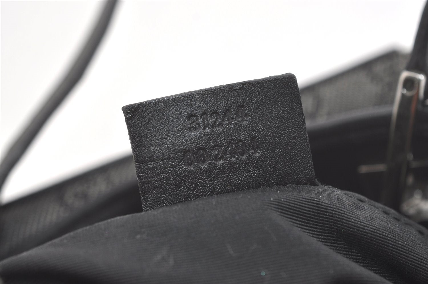 Authentic GUCCI Shoulder Hand Tote Bag GG Canvas Leather 31244 Black 8354I