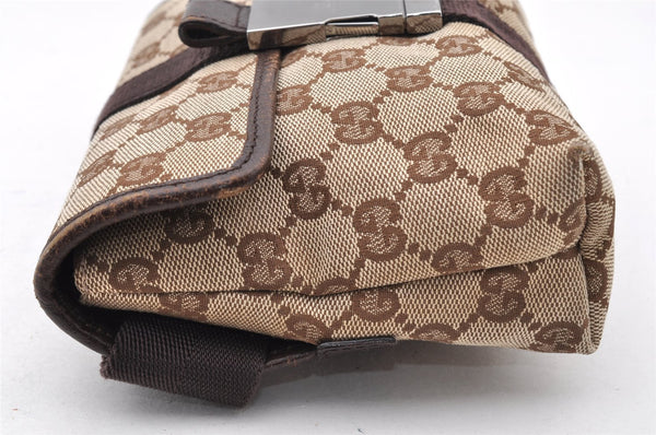 Authentic GUCCI Vintage Waist Body Bag Purse Canvas Leather 131236 Brown 8357I