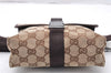 Authentic GUCCI Vintage Waist Body Bag Purse Canvas Leather 131236 Brown 8357I