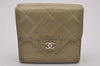 Authentic CHANEL Caviar Skin CC Logo Trifold Wallet Purse Light Green 8358I