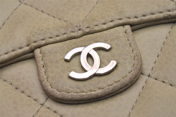 Authentic CHANEL Caviar Skin CC Logo Trifold Wallet Purse Light Green 8358I