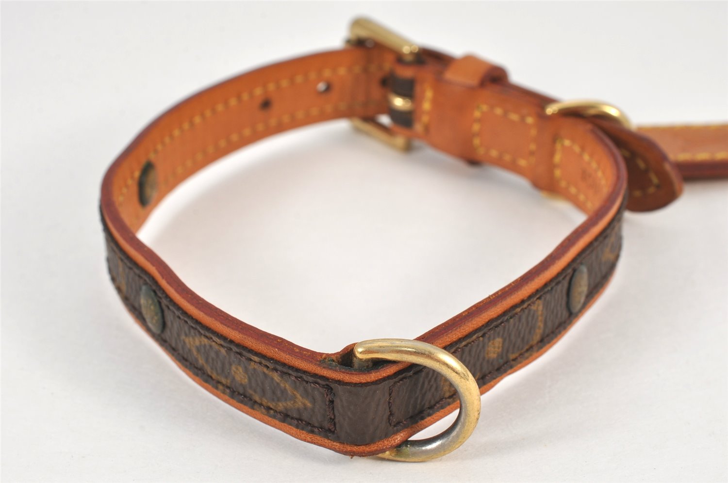 Authentic Louis Vuitton Monogram Collier Baxter PM Dog Collar M58072 LV 8358K