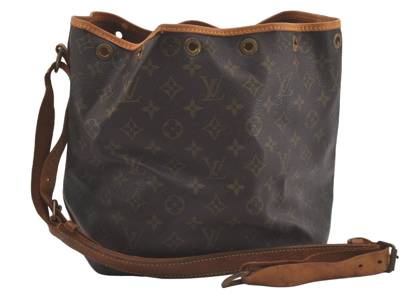 Authentic Louis Vuitton Monogram Petit Noe M42226 Drawstring Bag Junk 8360I