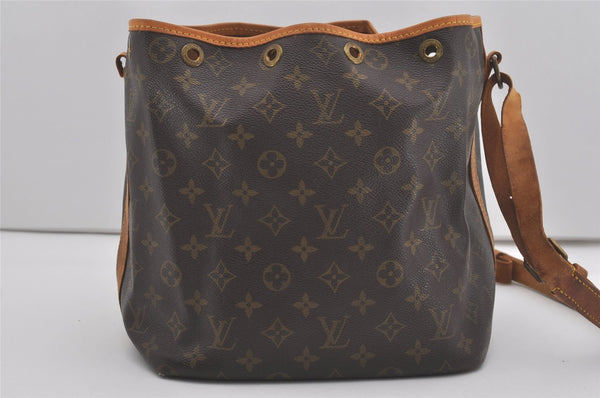 Authentic Louis Vuitton Monogram Petit Noe M42226 Drawstring Bag Junk 8360I