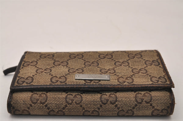 Authentic GUCCI Bifold Wallet Purse GG Canvas Leather 154258 Brown 8360J