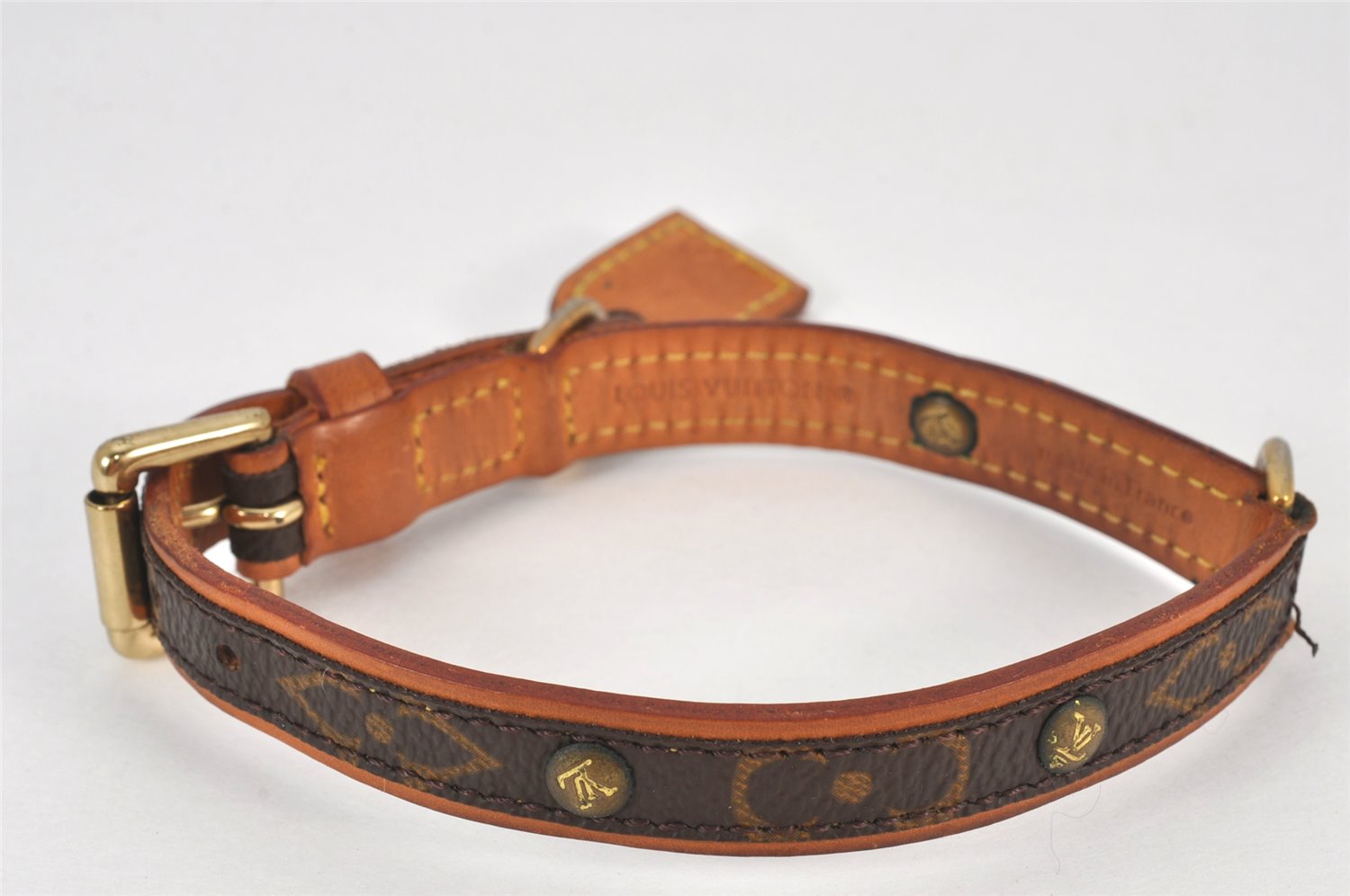 Authentic Louis Vuitton Monogram Collier Baxter PM Dog Collar M58072 LV 8360K