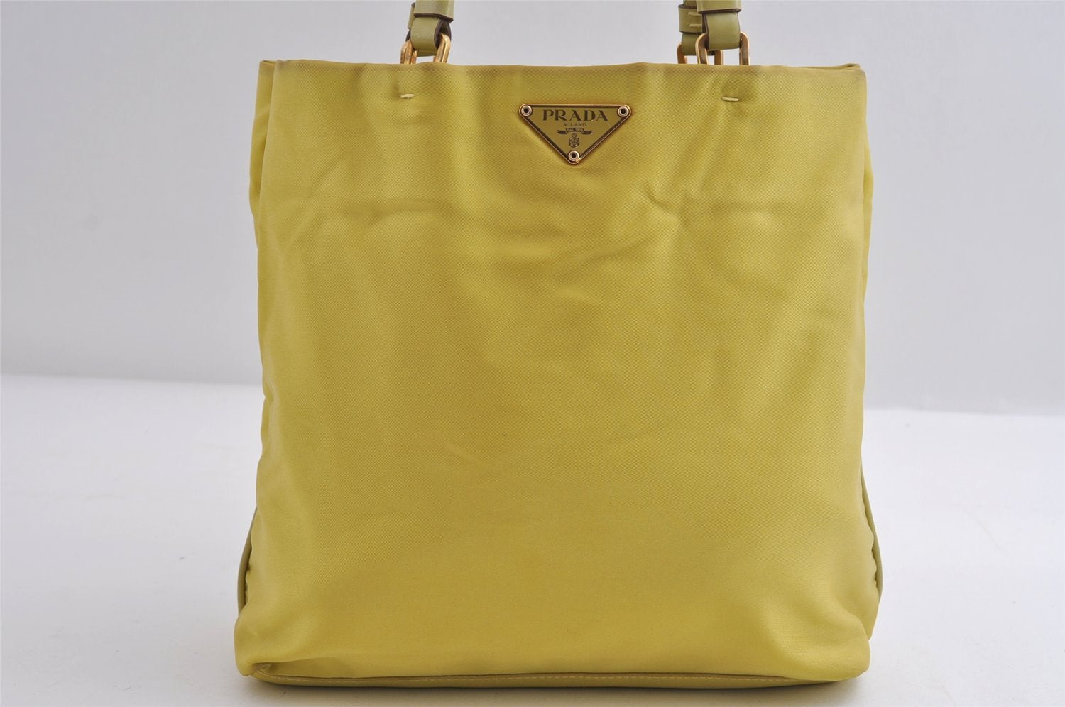 Authentic PRADA Nylon Tessuto Leather Shoulder Hand Bag Purse Yellow 8361I