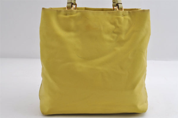 Authentic PRADA Nylon Tessuto Leather Shoulder Hand Bag Purse Yellow 8361I