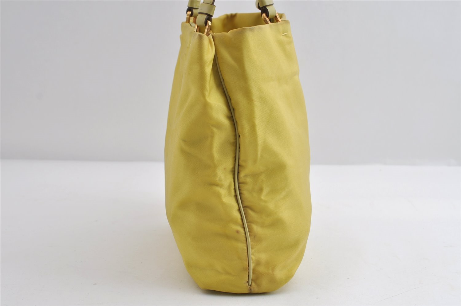 Authentic PRADA Nylon Tessuto Leather Shoulder Hand Bag Purse Yellow 8361I