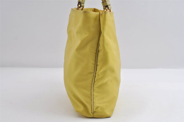 Authentic PRADA Nylon Tessuto Leather Shoulder Hand Bag Purse Yellow 8361I