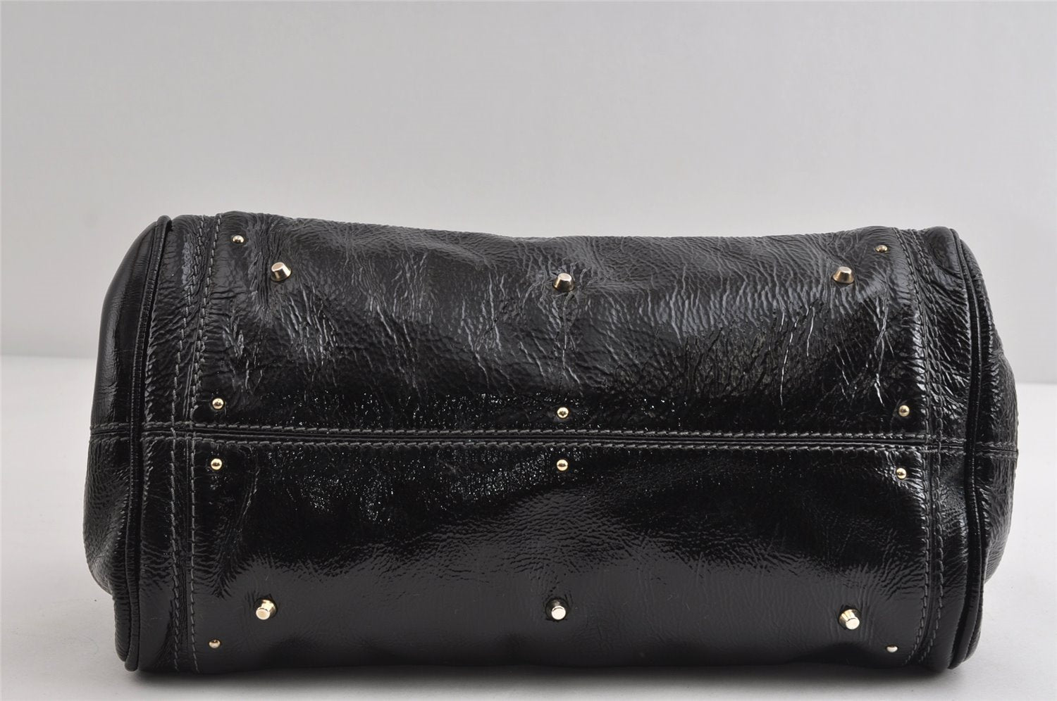 Authentic Chloe Paddington Enamel Leather Shoulder Hand Bag Black 8362I