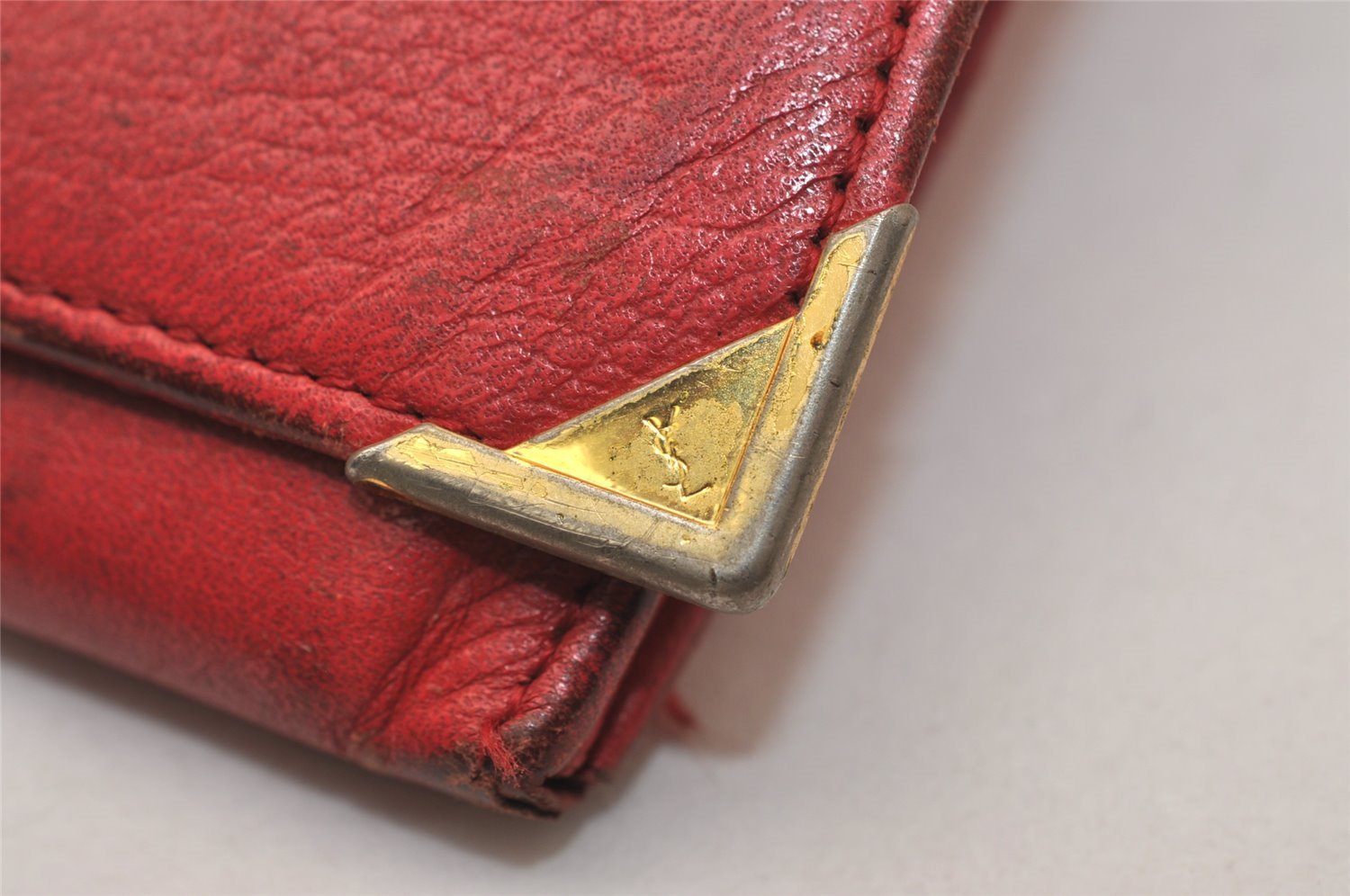 Authentic YVES SAINT LAURENT Vintage Long Wallet Purse Leather Red 8370J